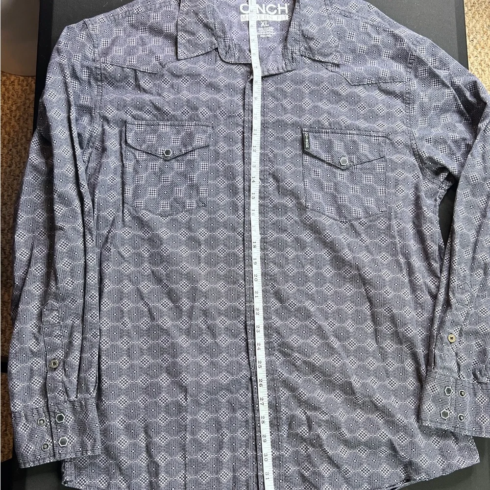 Cinch Modern Fit Men's‎ Snap Front L/S Shirt Purple Black Geometric Size X-Large